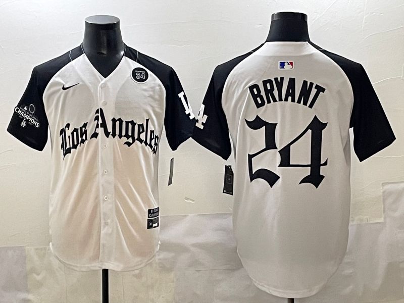 Men 2025 Los Angeles Dodgers #24 Bryant White black Five generations Joint Name Nike MLB Jersey style 52610